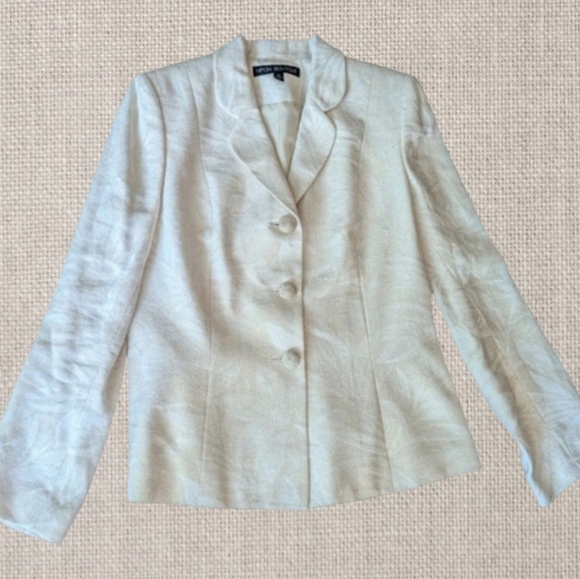 Nipon Boutique Designer ivory/gold Tonal Neutral  Linen Blend blazer NWT sz 10 - Picture 1 of 10